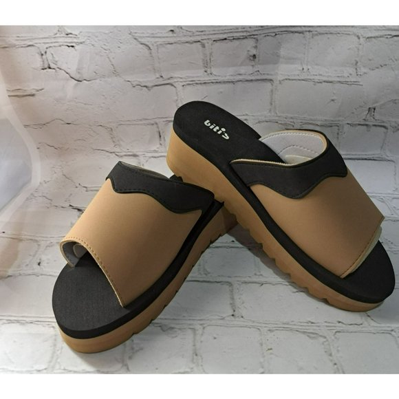 BITIS Super cool lightweight BROWN platform sandals NEW‎ - Picture 1 of 5